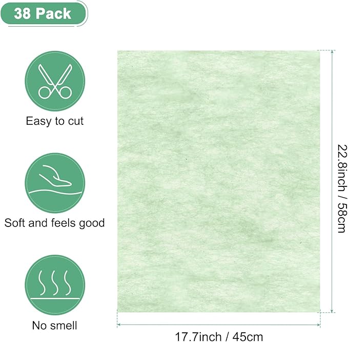 M METERXITY 38-Sheet Korean Cotton Wrapping Flower Paper, 22.8x17.7 Inch/ 58x45cm Waterproof Floral Wrapping Cotton Paper for Bouquets/Gift Packaging [Light Green]