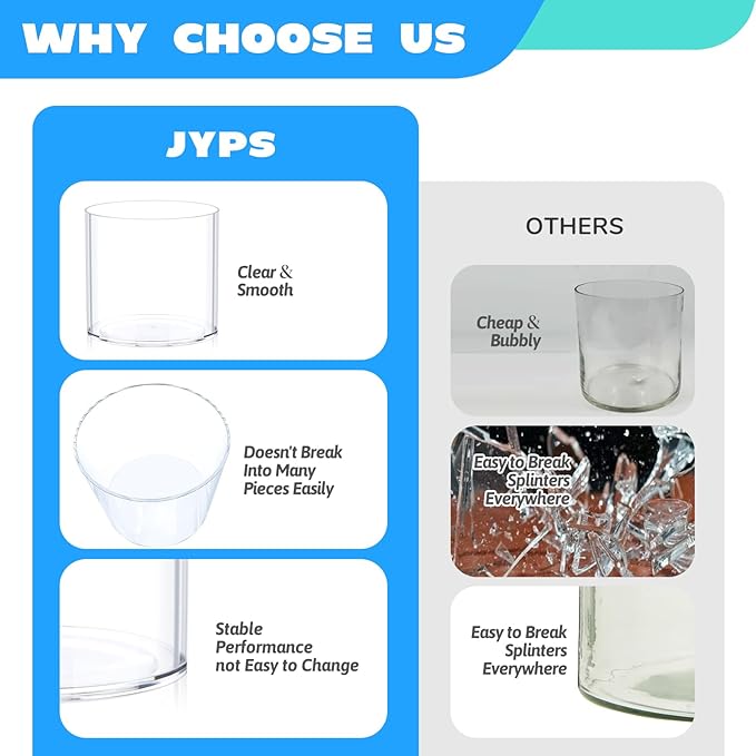 JYPS Flower Clear Vase Centerpiece for Home 1-Set of 2 Sizes, Wedding Party, Plastic Clear Cylinder Wide Vase for Flowers, Decorative Wide Mouth Vase for Decor, Centerpieces, Large Clear Container
