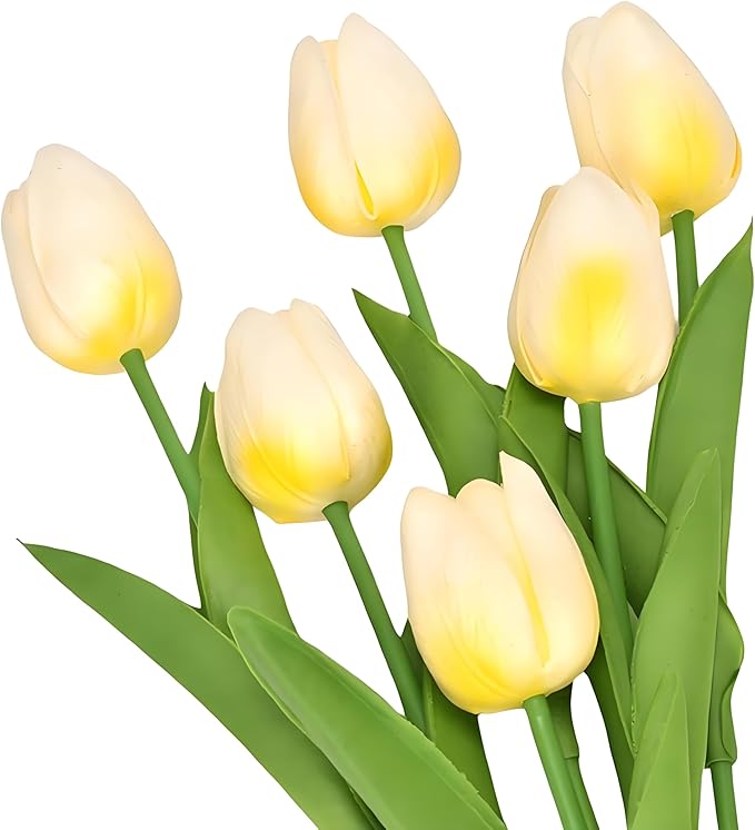 10pcs Fake Tulips Artificial Flowers Real Touch 13" Beige Silk Flower for Home Kitchen Decor Wedding Bouquet Decorations Office Floral Arrangements