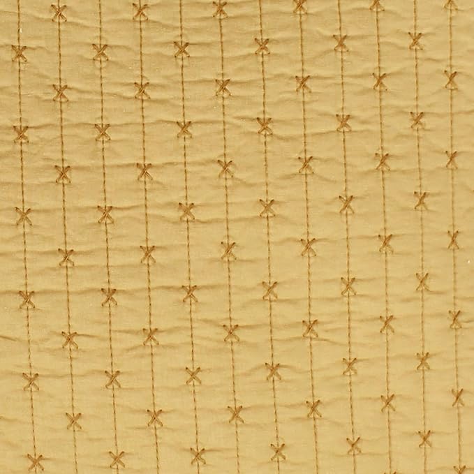 Levtex Home Cross Stitch Reversible King/Cal King Quilt Set (106x92in) with 2 Pillow Shams (36x20in) - Stitch Texture - Ochre - Cotton King Size Quilt Bedding Set - Lightweight, Soft, Pre-Washed