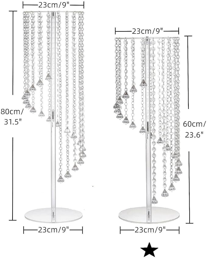 Wedding Centerpieces Decoration Flower Vase, Elegant Acrylic Crystal Stand -2 Pcs 23.6inch High Party Tables Decorations, Dining Table Chandelier Centerpiece Stands