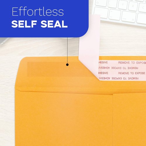 Goefun Manilla Envelopes 9x12 - Self-Seal Brown Kraft Mailing Envelopes | 100 PCS, 100GSM Paper