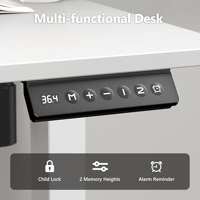 Electric Standing Desk 55 x 24 Inches, Height Adjustable Sit Stand Home Office Computer Desk with Memory Presets,White