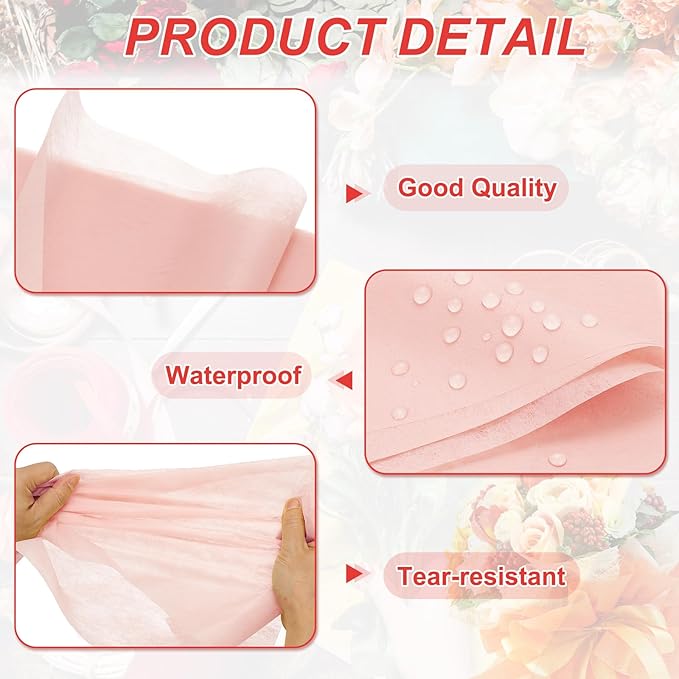 PATIKIL Flower Wrapping Paper 29.5 Ft x 22.8 Inch, Cotton Wrapping Flower Paper Tissue Paper for Flower Bouquet Gift Wrapping Valentine's Day Graduation Gift Floral Wrap, Cream Peach