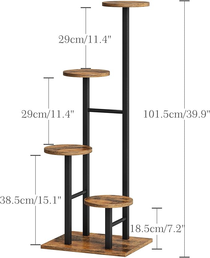 5 Tier Plant Stand Indoor, Corner Plant Shelf, Plant Shelves Organizer, Flower Stand for Multiple Plants, Tall Wood Plant Shelf Holder for Indoor, for Living Room, Balcony GPS108RB