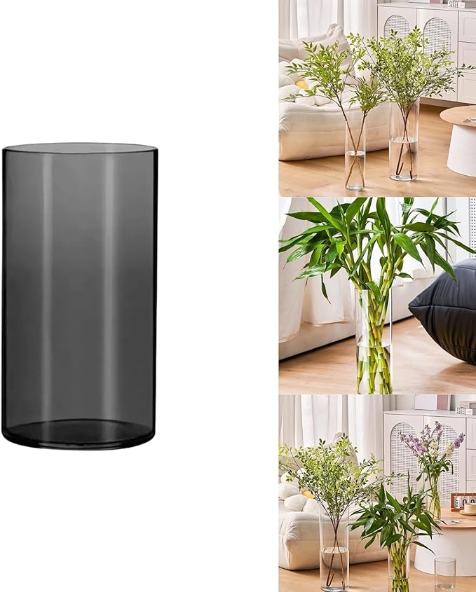 Clear Acrylic Flower Vase, Modern Unbreakable Decorative Cylinder Vase for Wedding Bouquets, Centerpieces, and Home Decor - 15cm Diameter, 35cm Height