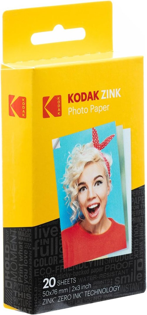 KODAK 2x3 Premium Sticky-Backed ZINK Photo Paper - 20 Sheets for Kodak Step & Printomatic Printers