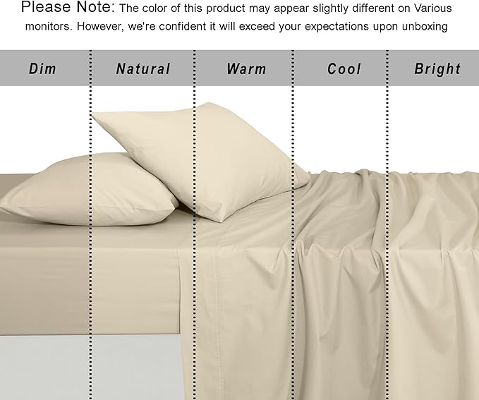 RUVANTI 100% Organic Cotton Sheets Twin XL, Percale Weave, GOTS Certified, 3-Piece Set, Deep Pocket 15", Crisp & Breathable, Soft Durable Bedding, Sábanas Algodón Orgánico – Cloud Cream
