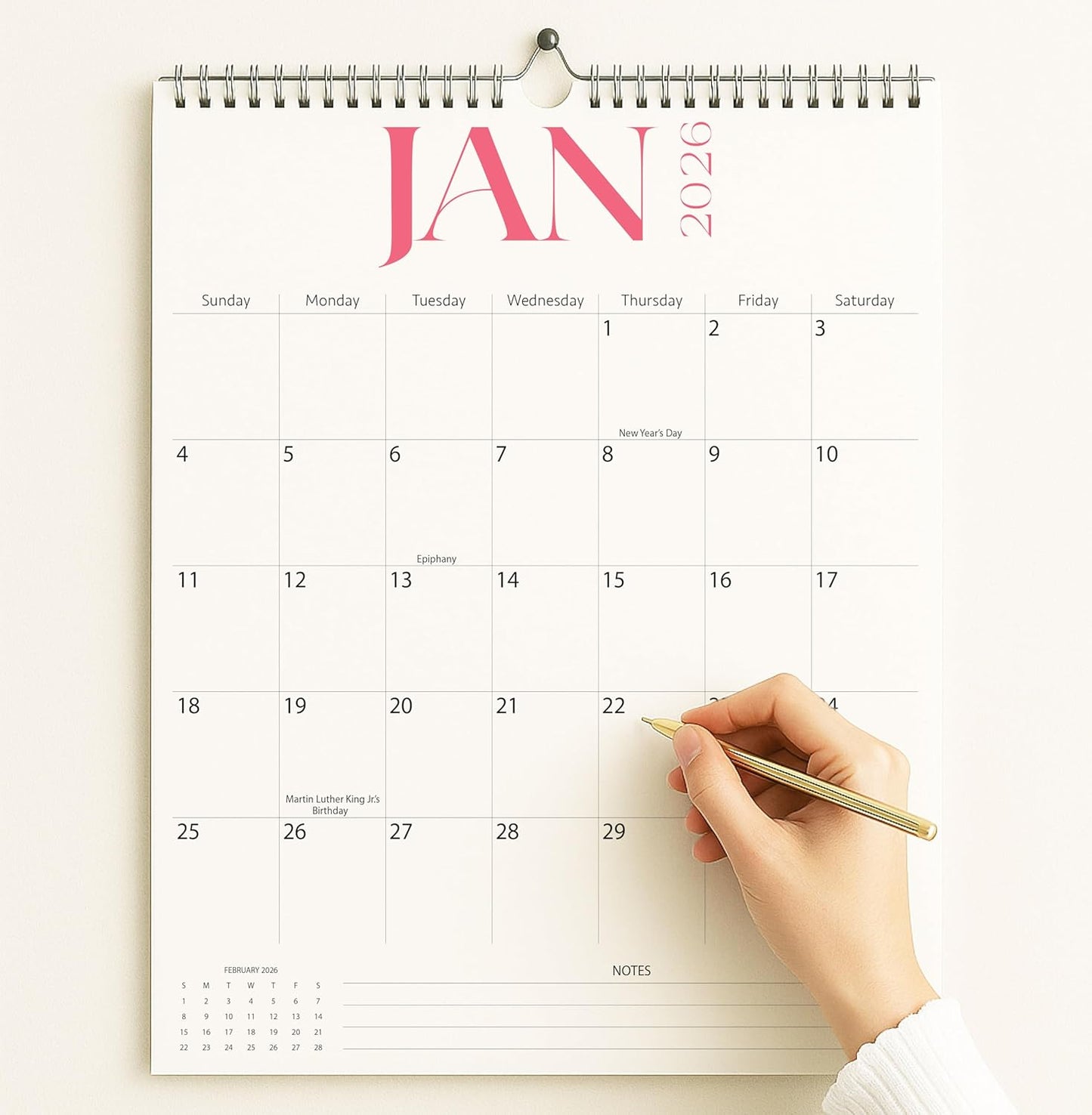 2026-2027 Wall Calendar by Elegance | Large 15" x 12" | Thick Paper, Spiral Binding for Easy Planning
