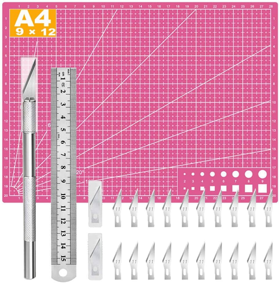 Skiennix Self-Healing Sewing Mat - Precision Craft Knife Kit for DIY Art & Scrapbooking | A4 Size (Pink)