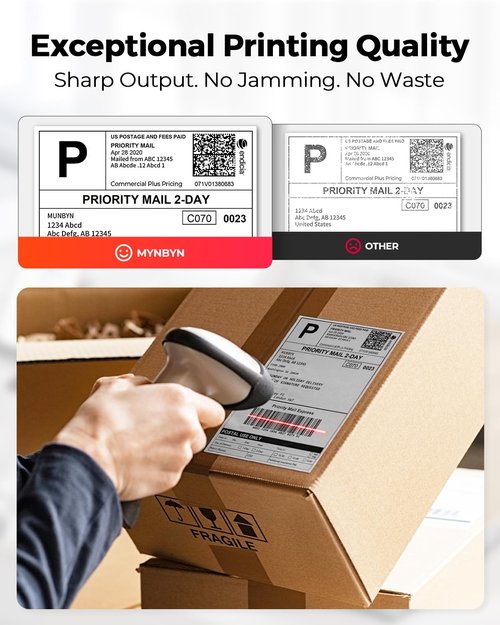 MUNBYN Thermal Shipping Labels - 4x6 Direct Thermal Printer Labels | 500 Sheets for Commercial Use