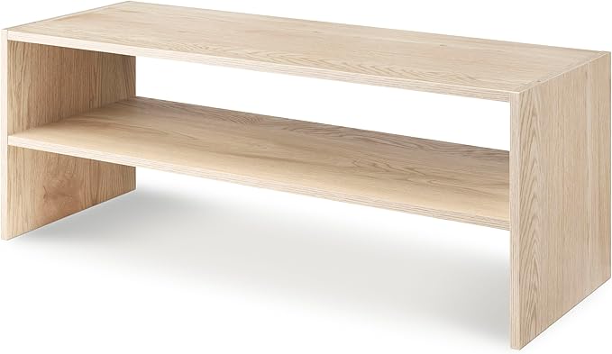 Whitmor Wood Stackable 2-Shelf Shoe Rack, White Oak, 31 inches