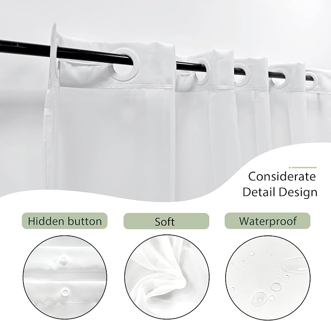 Sage Green Boho No Hooks Shower Curtain with Snap in Liner 72Wx72H Modern Mid Century Abstract Gold Leaves Minimalist Geometric Bathroom Decor Neutral Aesthetic Bath Curtain Fabric Polyester