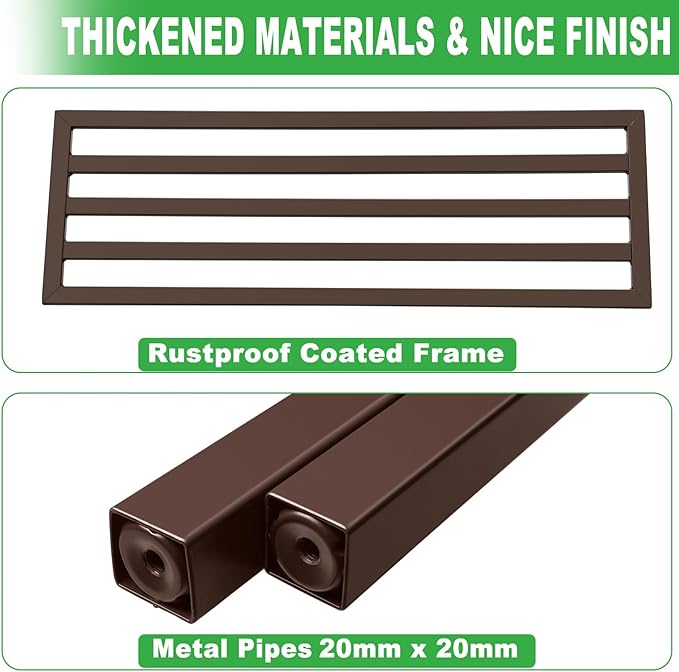 Dipion 2 Pack Metal Plant Stand Outdoor Plant Shelf Indoor,1 Tier Heavy Duty Plant Stands for Multiple Plants,26" L x 10.12" H x 8.75" W,Coffee