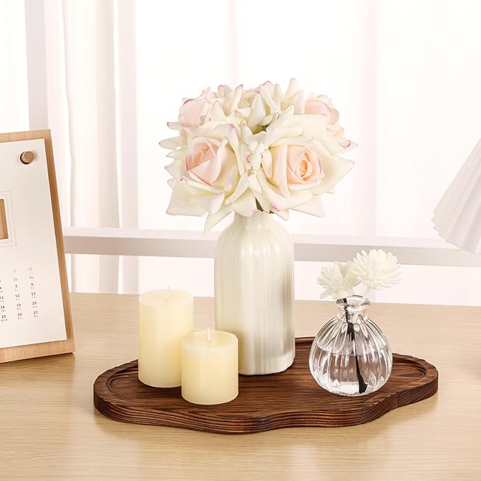 Small Decorative Tray Wood Decorative Serving Tray for Candles Perfume, Cloud Wooden Jewelry Tray Trinket Dish, Wooden Trays for Coffee Table Home Decor