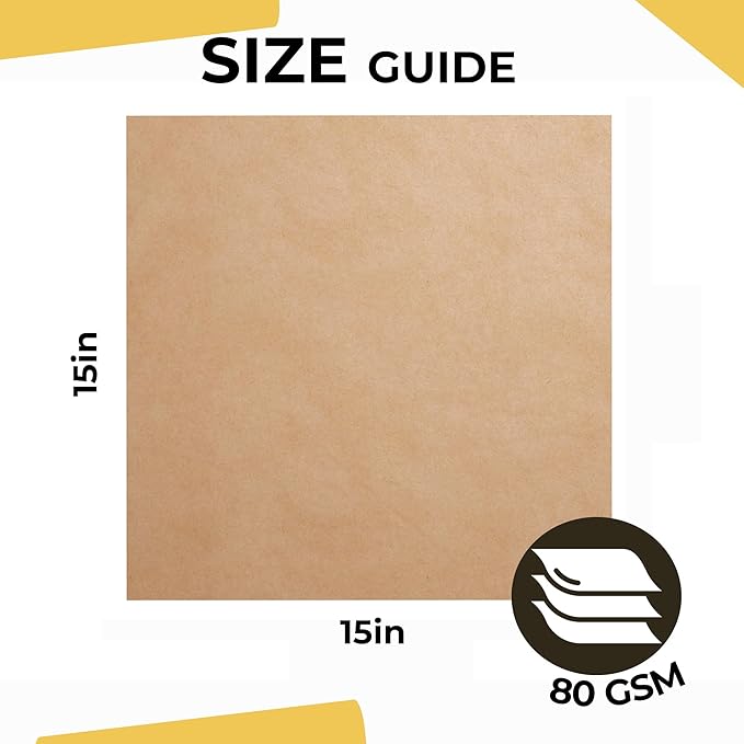 Crown Display Kraft Paper Sheets - 15 x 15 Inch - 240 Sheets of Brown Wrapping Paper – Heavy Duty Craft Paper for Shipping - Light Brown Construction Paper - 80 GSM - 375 Square feet