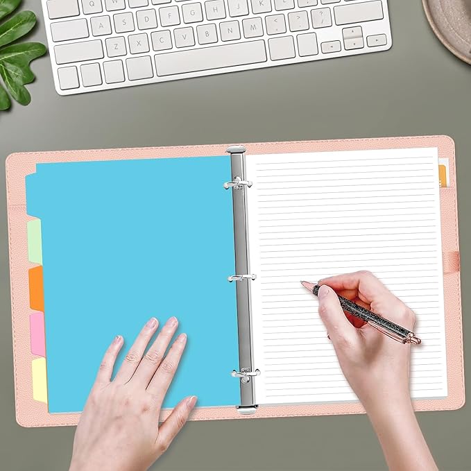 3 Hole Lined Paper for A4 Binder - 50 Sheets/100 Pages Loose Leaf Paper Line Refills, 5 Sheets Dividers, 8.5" x 11"
