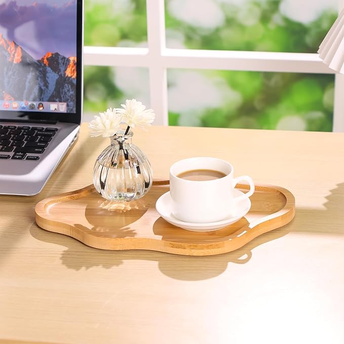 Wood Decorative Serving Tray for Candles Perfume, Cloud Jewelry Tray Trinket Dish, Wooden Trays for Coffee Table Home Decor