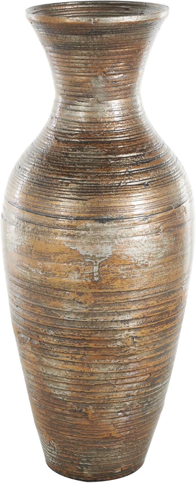 Deco 79 Bamboo Wood Decorative Vase Antique Inspired Pot Centerpiece Vase, Vase for Home Decoration 8" x 8" x 21", Brown