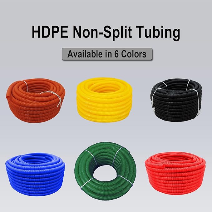 Flexible Polyethylene HDPE Non-Split Corrugated Wire Loom Tubing (Green, 1-1/2" Dia. x 100 ft)