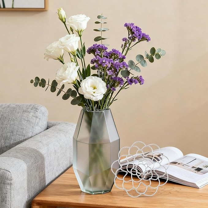 3Pcs Flower Arrangement Holder Set- Stainless Steel Floral Grid Organizer - Wire Frog Insert for Vases Bouquets DIY Home Decor(Silver)