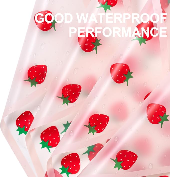 WRAPAHOLIC 20 Sheets Flower Wrapping Paper - 22.4 x 22.4 inch Pink Strawberry Water-Resistant Floral Bouquet Wrapping Paper, Florist Supplies Packaging for Graduation Ceremony Gift DIY