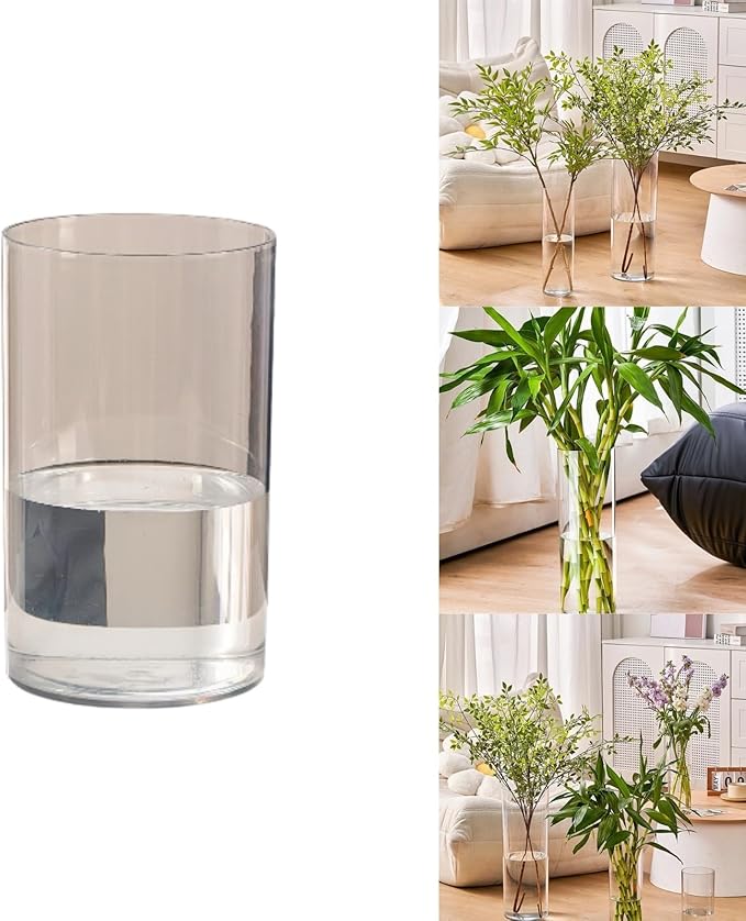 Clear Acrylic Decorative Vase for Flower Arrangements, Break-Resistant Tall Cylinder Vase for Wedding Centerpieces, Unbreakable Modern Plastic Vase for Home Decor