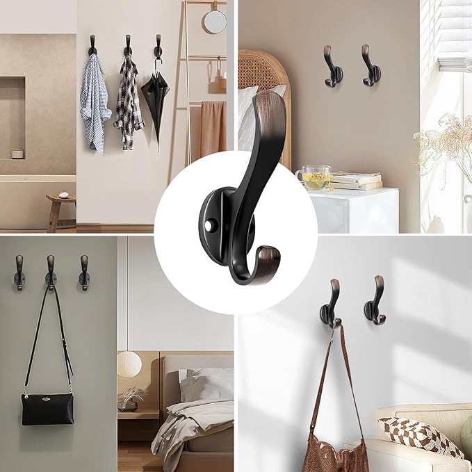 Coat Hooks Heavy Duty - Easy to Install Metal Towel Hooks Screw-in Wall Hooks for Hanging Hat, Towel, Key, Robe, Scarf, Bag, Cap (10 PCS Retro)