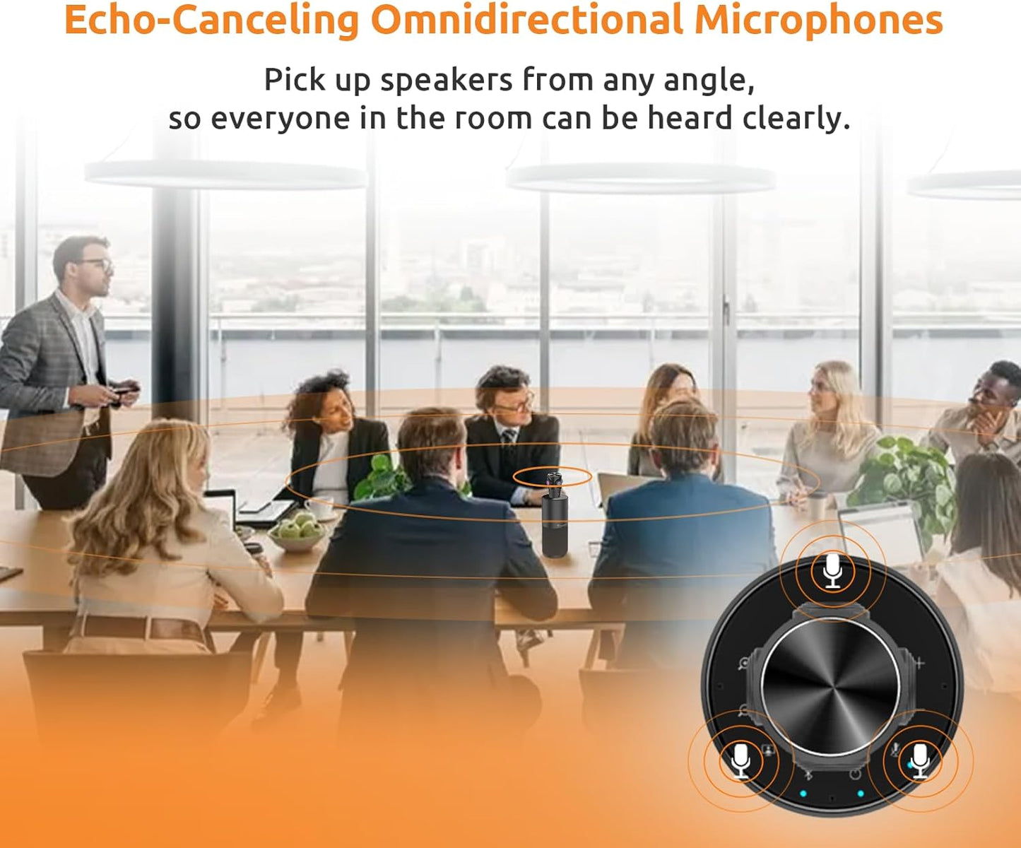 TOUCAN 360-Degree Video Conference Camera - 1080p HD Webcam with AI Tracking & 4 Noise Reduction Mics | Compatible with PC, Mac, Tablet