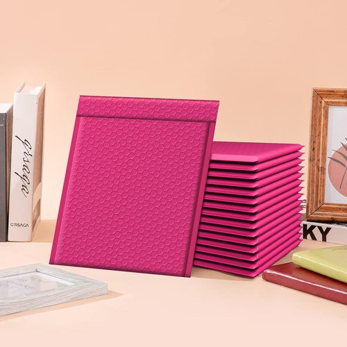 Fuxury Bubble Mailers - 8.5x12 Inch Self-Seal Adhesive Padded Envelopes | Water-Resistant Hot Pink, 250 Pack