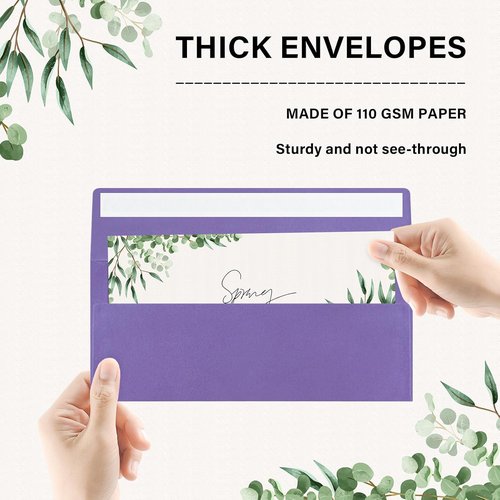 Regine Switzerland Self-Seal Business Envelopes - 50 Pack Standard Purple, 4 1/8 x 9 1/2 Inches for Secure Mailing