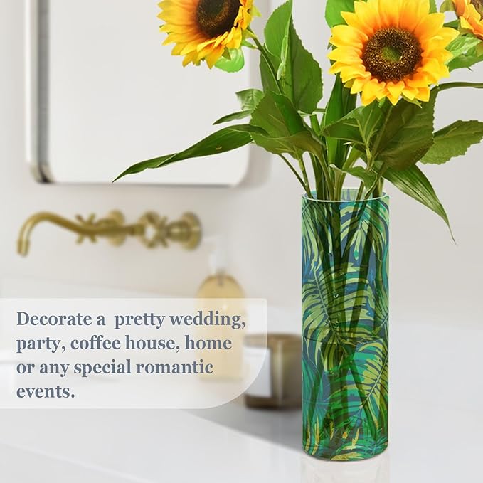 Vase Plastic Vase Elegant Cylinder Flower Vase Shatterproof Decorative Centerpiece for Home Table Office Weddings Events (11.8 x 3.9 in)