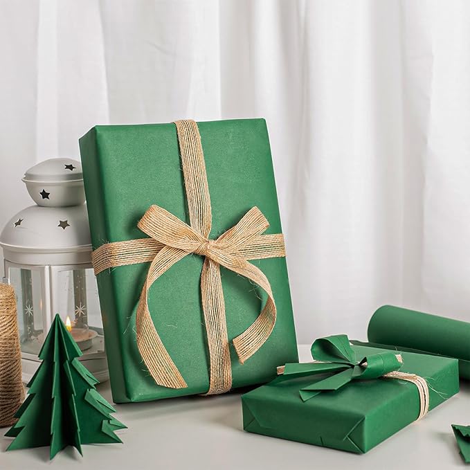 Retrify Green Kraft Packing Paper - 17 Inches x 32.8 Feet Art Craft Paper for Birthday Christmas Gift Wrapping, Bulletin Board, Table Runner, Wall Coverings Decoration