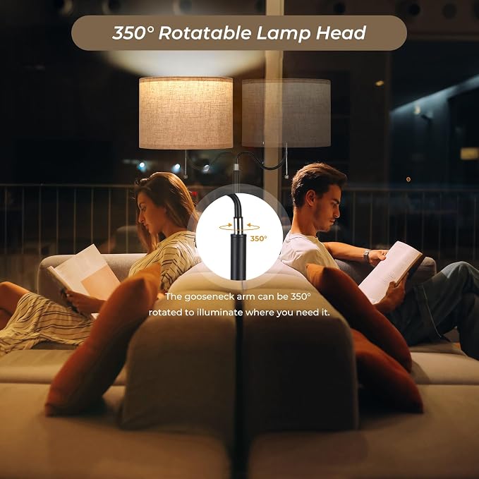 FIMEI Floor Lamp with Table, End Table with Charging Station USB Ports & Outlets, Bedside Table 3 Color Temperature Reading Light, Nightstand with Shelves for Living Room, Bedroom, Apartment
