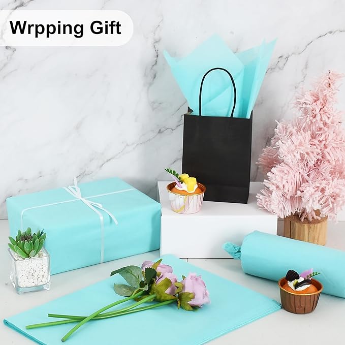 BEISHIDA 100 Sheets Teal Tissue Paper Bulk, Wrapping Tissue Paper for Gift Bags, 14 x 20 Inch Gift Wrap for Birthday Wedding Graduation DIY Crafts Holiday Flowers