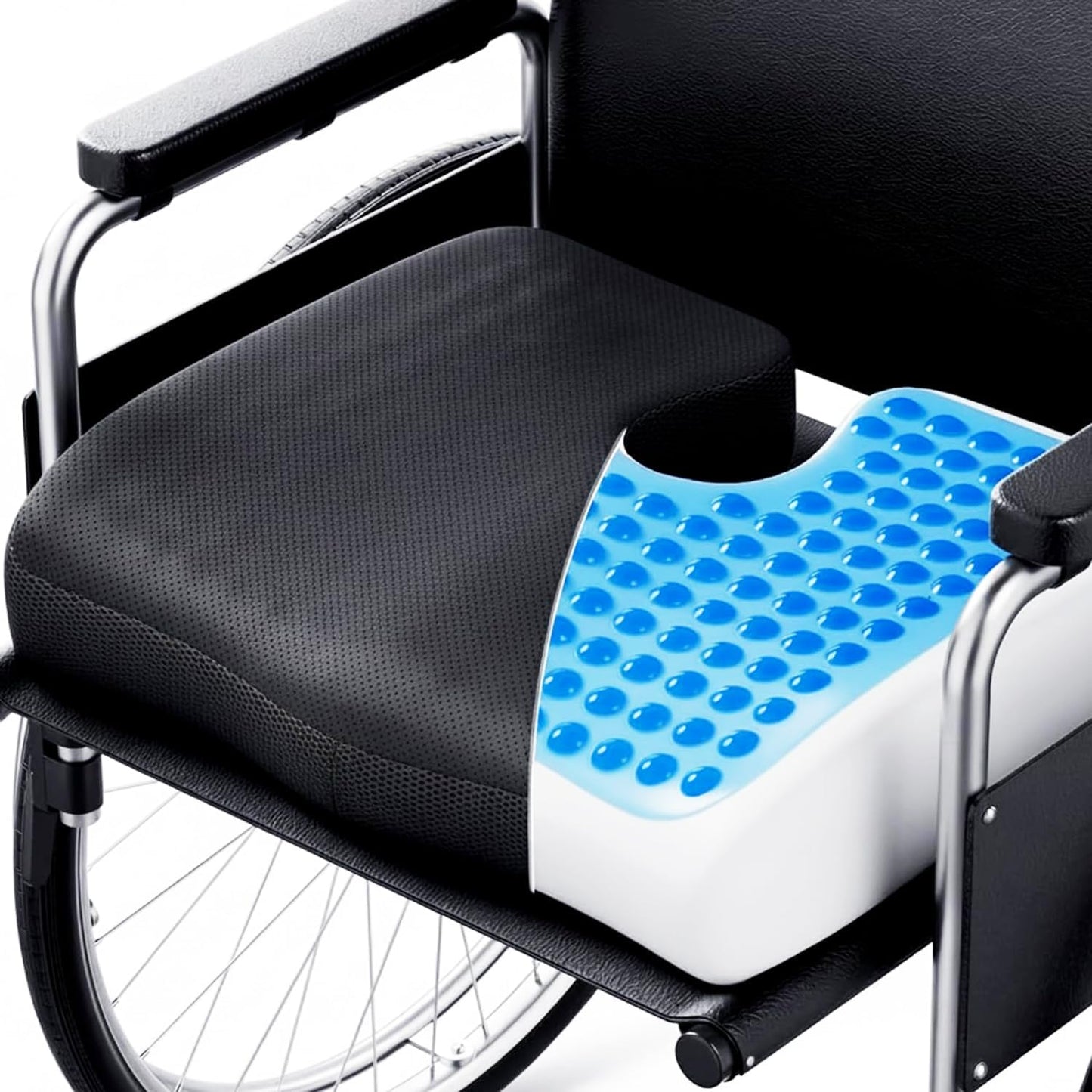 Skiennix Wheelchair Seat Cushion - Ergonomic Cooling Gel with Waterproof Silk Fabric | Hip Support & Sciatica Relief