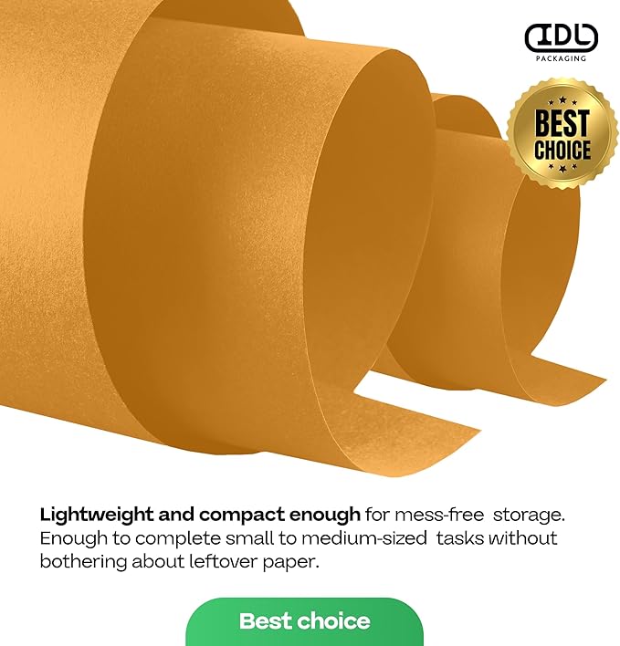 12" x 1200" (100 ft) Orange Kraft Paper Roll, Pack of 2 - USA-Made Quality Craft Paper for Gift Wrapping, Kids' Arts & Crafts, School Projects - 50 lb Natural Material by IDL Packaging