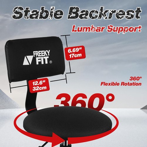 Shop Stool with Backrest by [Brand Name] - Adjustable Heavy-Duty Garage Stool | 300 LBS Capacity, 360° Swivel, Black