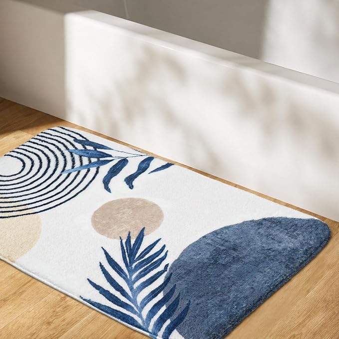Bathroom Rugs Non-Slip Boho Bath Mat, Small Cute Bath Mat Soft Washable Bathmat Shower Rug for Bathtub Boho Decor