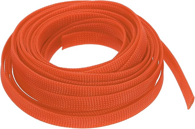 uxcell PET Expandable Sleeving 25ft 1/2" Orange Cable Management Sleeve Cord Organizer for Wrap Protect Cable