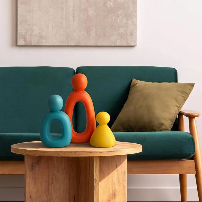 Youyole 3 Pcs Mid Century Modern Decor Abstract Family of 3 Figurines for Shelf Sculpture Love Home Decorative Accents Abstract Decorative Statue for Shelves Living Room Office Table Decorations