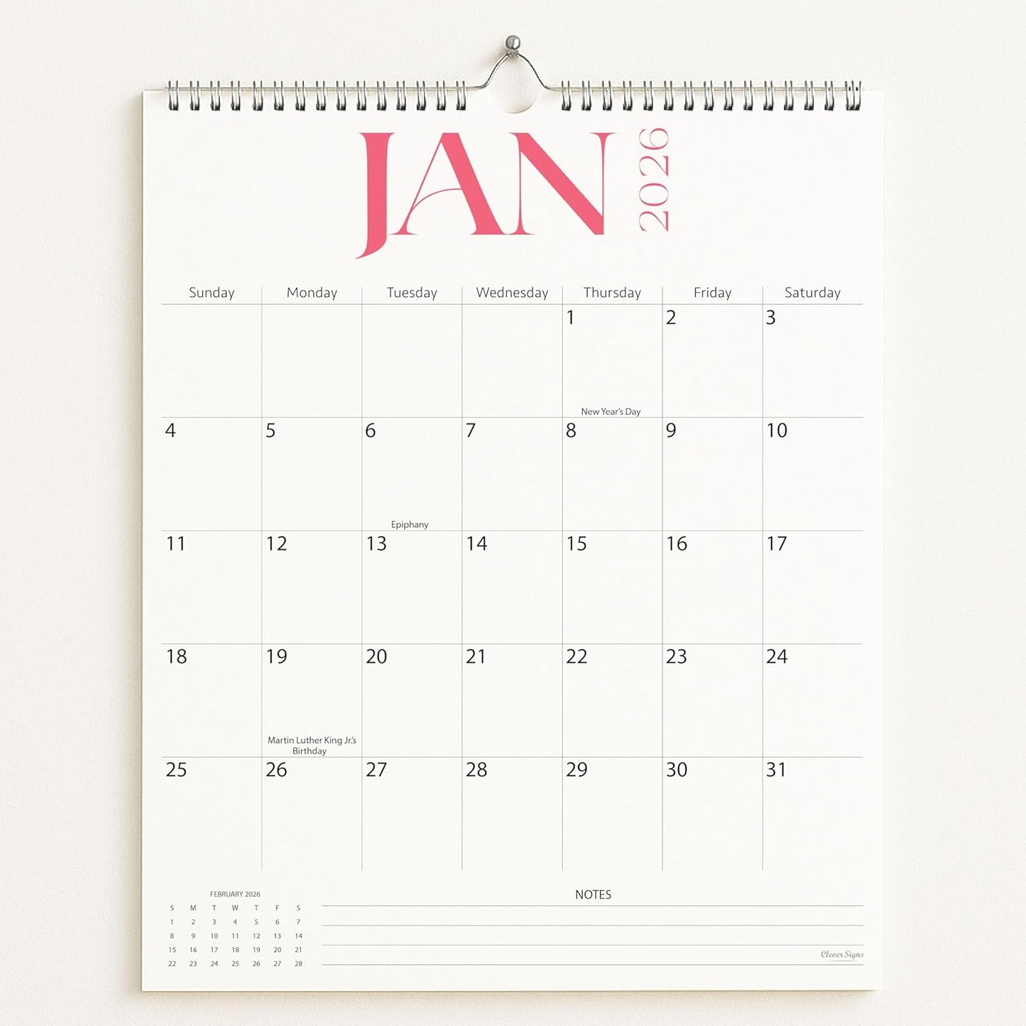 2026-2027 Wall Calendar by Elegance | Large 15" x 12" | Thick Paper, Spiral Binding for Easy Planning