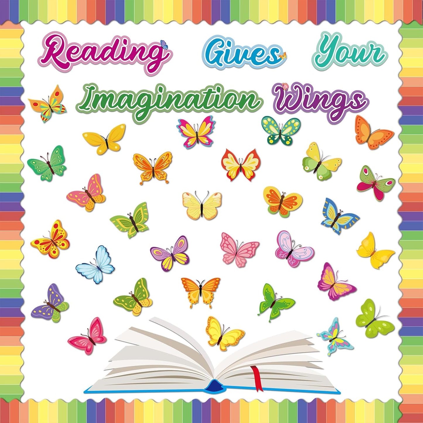 Skiennix Reading Bulletin Board Decorations Set - Spring Butterfly Cutouts for Classroom | Imagination-Inspiring Decor