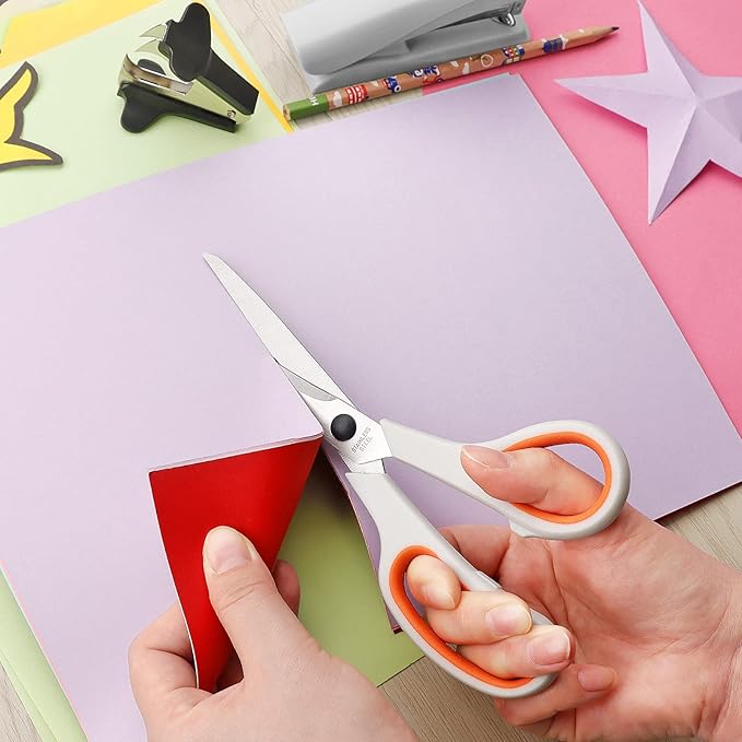 Asdirne Office Supplies Kit, Desk Accessory Set, Including 2 Scissors, 1 Stapler,1000 Pieces 26/6 Staples, 1 Staple Remover, 1 Tape Dispenser and 1 Tape, Perfect Office Partners