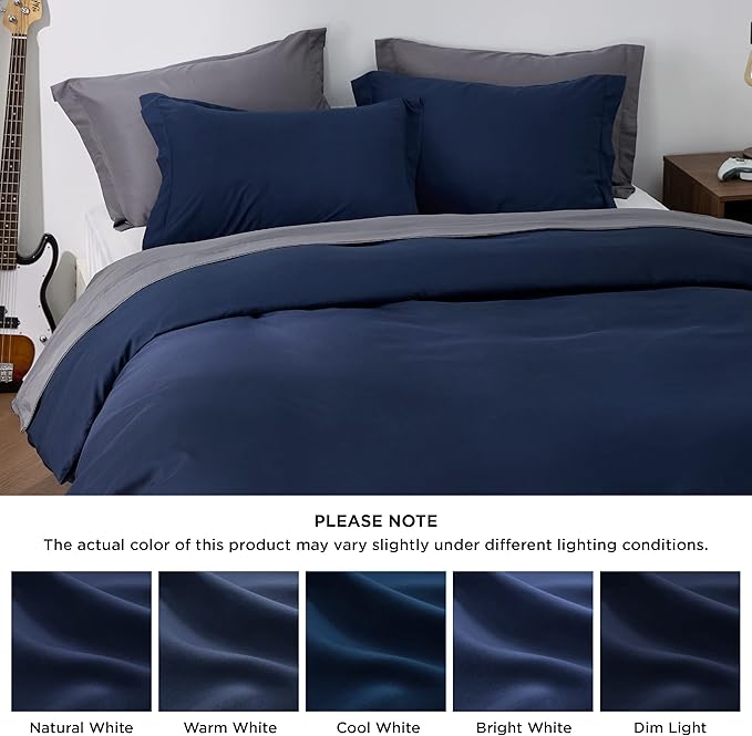 Bedsure Duvet Cover California King Size - Soft Double Brushed Bedding Set for Kids & Adults, Zipper Closure, 3 Pieces, Includes 1 Duvet Cover (104"x98") & 2 Pillow Shams, NO Comforter, Navy Blue