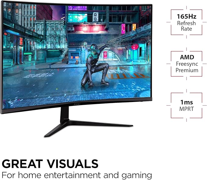 ViewSonic VX3218C-2K 32 Inch Curved 1440p 1ms 180Hz Gaming Monitor with AMD FreeSync Premium, Eye Care, HDMI and Display Port