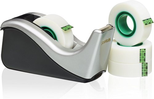 Scotch Desktop Tape Dispenser - Silvertech Two-Tone | Pack of 2 for Easy Office Organization
