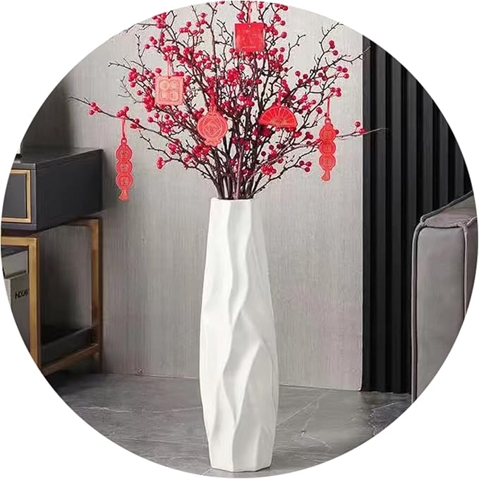 Floor Vase, GDSZJLJ 28 Inches Tall Ceramic White Large Decorative Vases for Modern Home Decor, Living Room, Minimalist Style Flower Vase for Pampas Grass, Flowers, Twigs, Office, Bedroom Décor