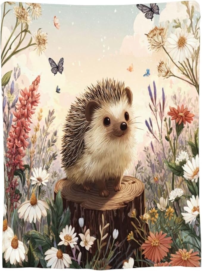 Hedgehog Blanket Cute Hedgehog Throw Blanket Soft Cozy Fleece Fuzzy Stuffed Plush Flannel Gifts for Girls Women Boys Kids Adults 40''x50''