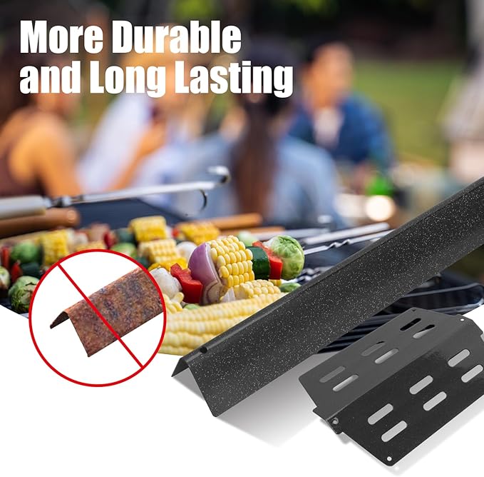 7620 Flavorizer Bars and 7622 Heat Deflector for Weber Genesis 300 Series E320, S310, E310, S330, E330, S-310, S-320, S320 with Front Control Grills, Replacement Parts for Weber 7621 65505,17.5 Inch